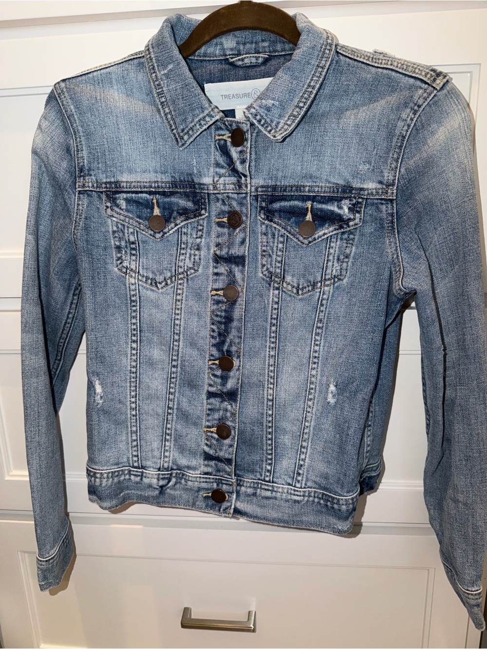 Treasure & Bond Distressed Denim Jacket XS